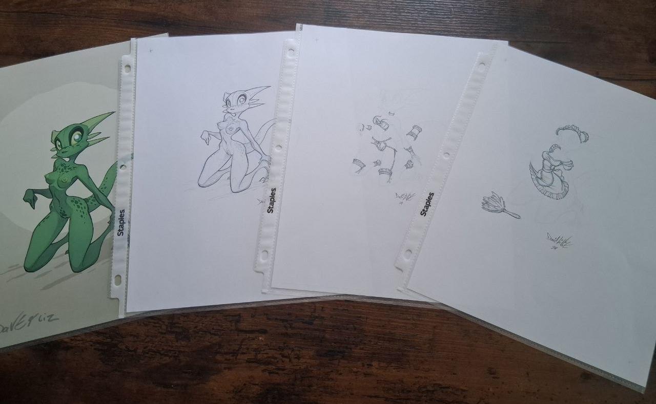 ORIGINAL PENCILS Lusty Kobold Maid with Print NSFW