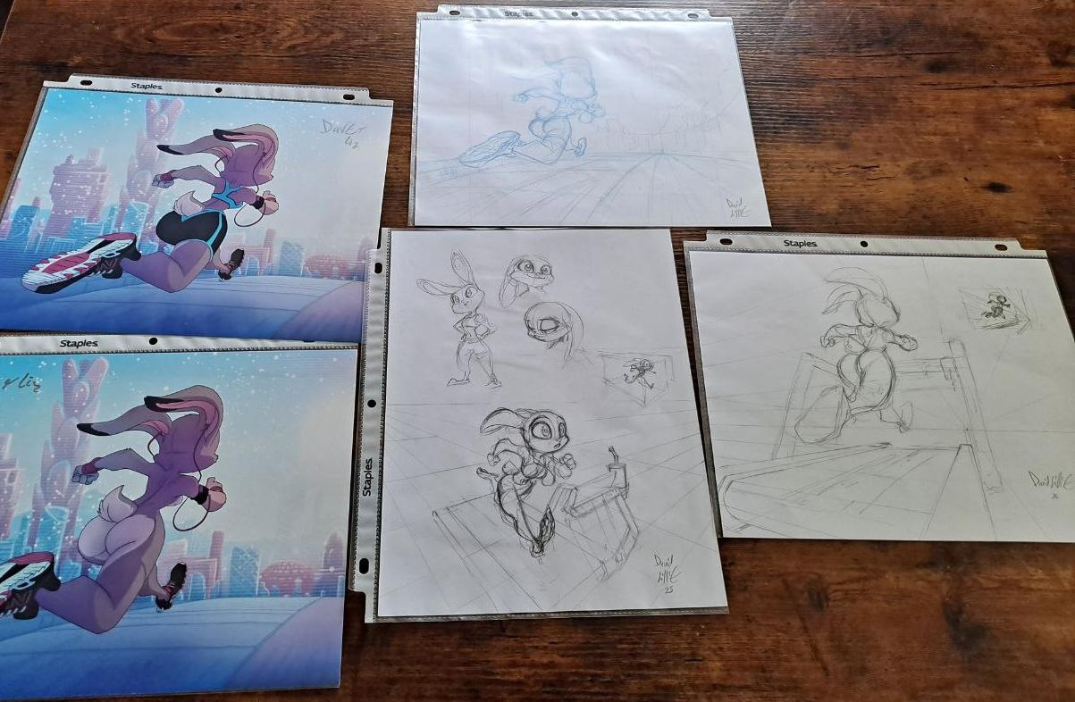 ORIGINAL ART NSFW Fan Art Running Bunny Print and Art
