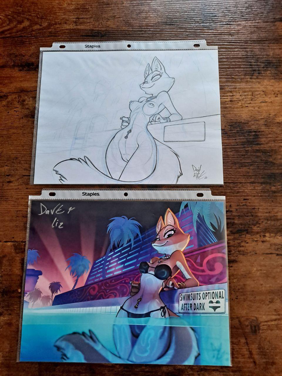 ORIGINAL ART NSFW Fan art Swimming Pool Fox Girl