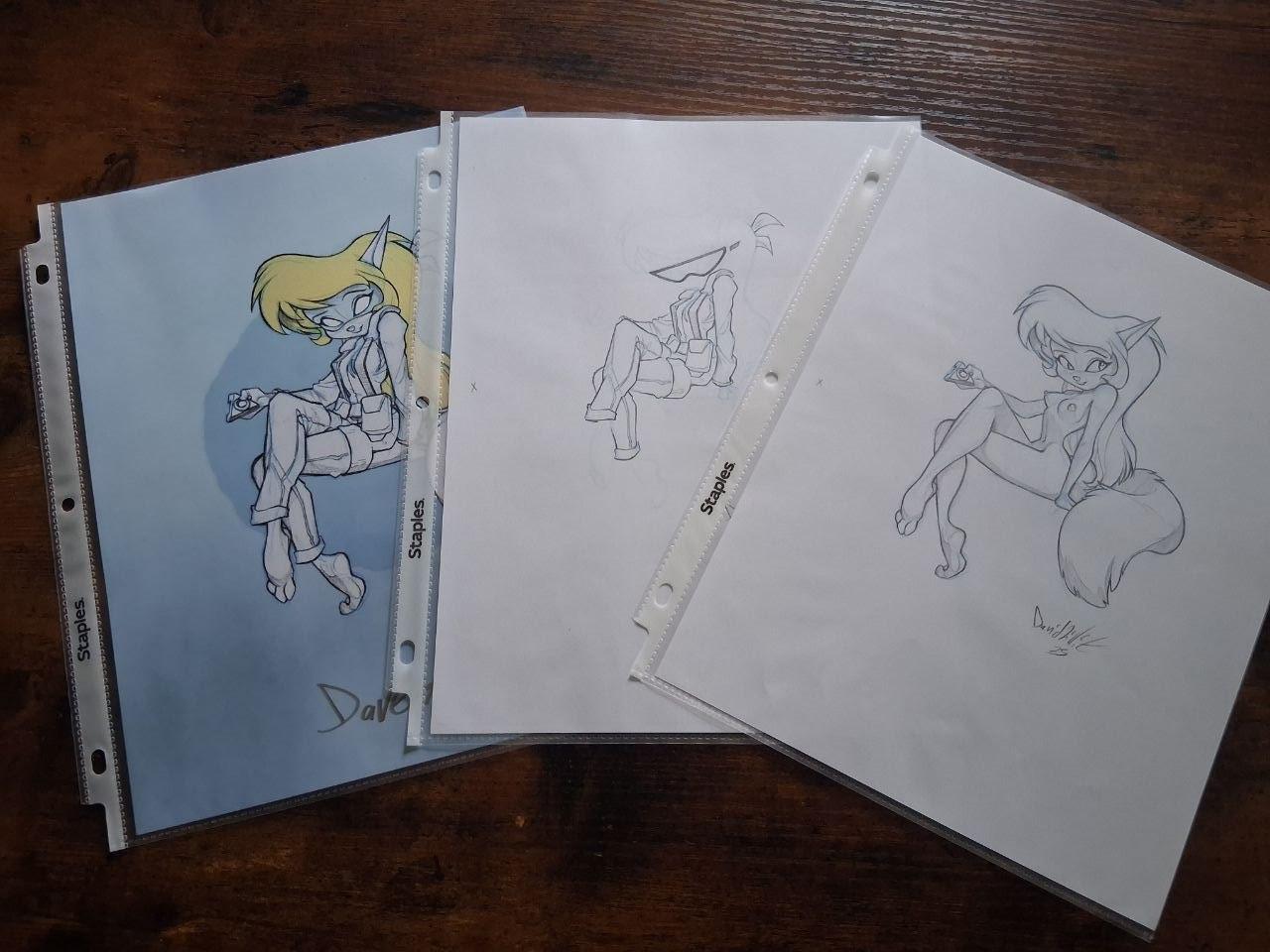 ORIGINAL PENCILS Cat Reporter with Print NSFW